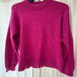 H&M Pink Crew Neck Sweater with Subtle Sparkle